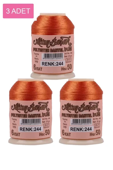 3 Adet Altınbaşak Oya ve Dantel İpi 20 gr - Royaleks - No: 244 ürün görseli 1