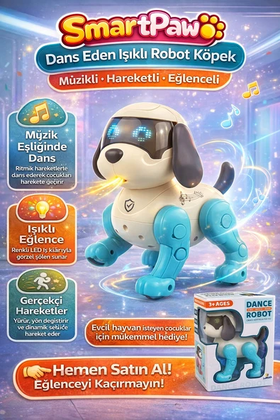 SmartPaw Dans Eden Işıklı Robot Köpek Müzikli Hareketli Eğlenceli Akıllı Oyuncak ürün görseli 1