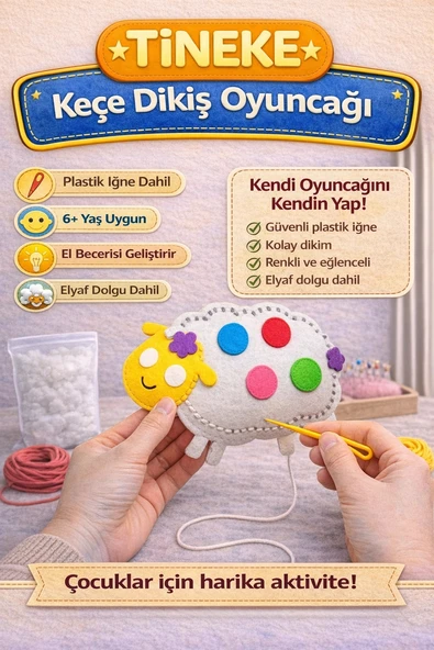 TİNEKE 1 Adet 3 Yaş Çocuklar Için Eğitici Oyuncak Kendin Yap Montessori Keçe Dikiş El Sanatları Seti KOYUN ürün görseli 1