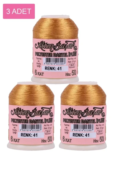 3 Adet Altınbaşak Oya ve Dantel İpi 20 gr - Royaleks - No: 041 ürün görseli 1