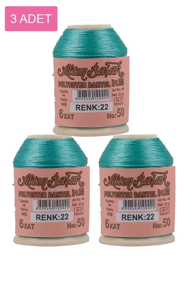 3 Adet Altınbaşak Oya ve Dantel İpi 20 gr - Royaleks - No: 022 ürün görseli 1