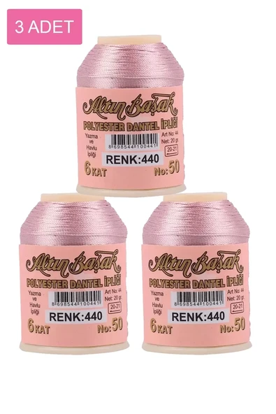 3 Adet Altınbaşak Oya ve Dantel İpi 20 gr - Royaleks - No: 440 ürün görseli 1