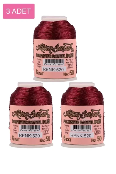 3 Adet Altınbaşak Oya ve Dantel İpi 20 gr - Royaleks - No: 520 ürün görseli 1