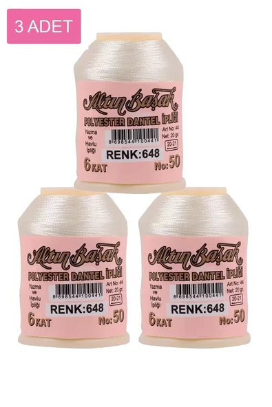 3 Adet Altınbaşak Oya ve Dantel İpi 20 gr - Royaleks - No: 648 ürün görseli 1