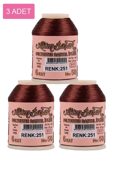 3 Adet Altınbaşak Oya ve Dantel İpi 20 gr - Royaleks - No: 251 ürün görseli 1