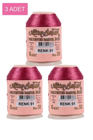3 Adet Altınbaşak Oya ve Dantel İpi 20 gr - Royaleks - No: 091 ürün görseli 1