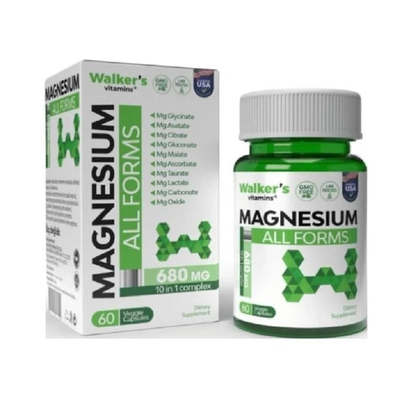 Walkers Magnezyum All Forms (SİTRAT, MALAT, BİSGLİSİNAT, TAURAT, LAKTAT, ASKORBAT, GLUKONAT, ASPARTAT, B6) ürün görseli 1