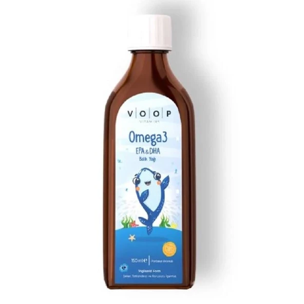 Voop Çocuklar için Balık Yağı Omega 3 Portakal Aromalı Şurup | Yüksek EPA & DHA Kaynağı  - 150 ml ürün görseli 1