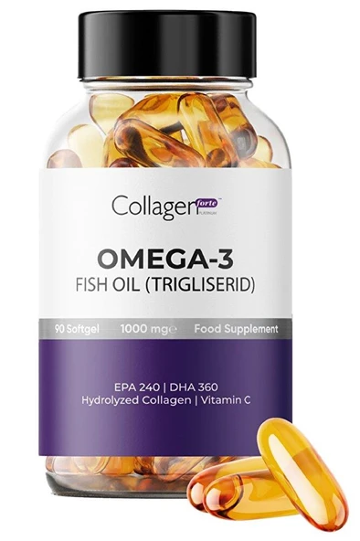 Collagen Forte Planitnum Omega-3 Premium Fish Oil 90 Softgel X 1000mg, Balık Yağı, Hidrolize Kolajen & C Vitamini ürün görseli 1