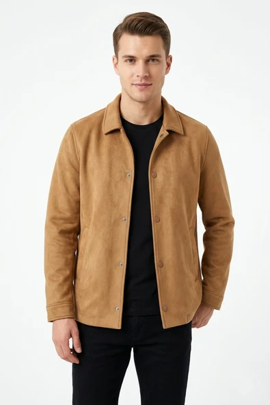 Erkek Siyah Regular Fit Mevsimlik Süet Spor Mont BGL-ST05436 ürün görseli 1