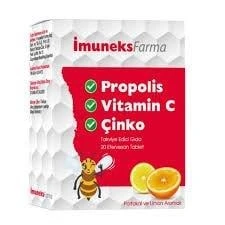İmuneks Farma Propolis Vitamin C ve Çinko 20 Tablet ürün görseli 1