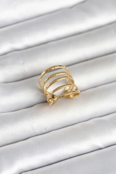 316L Çelik Gold Renk Sıralı Model Kadın Yüzük TJ-BYK4183 ürün görseli 1