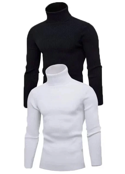 Vexor 2 Adet Unisex Kaşkorse Boğazlı Full Likralı Fitilli Body Kazak ürün görseli 1