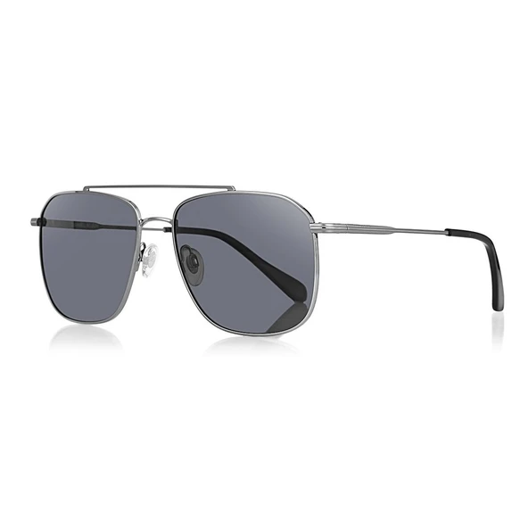 Daniel Klein DK3284-1 Siyah Metalik Gri Dikdörtgen Slim Line Polarize Camlı Erkek Güneş Gözlüğü 53-20-145 ürün görseli 1