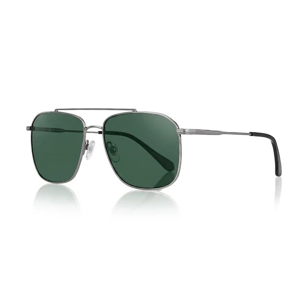 Daniel Klein DK3284-2 Metalik Gri Dikdörtgen Slim Line Yeşil Polarize Camlı Erkek Güneş Gözlüğü 53-20-145 ürün görseli 1