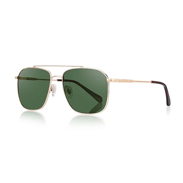 Daniel Klein DK3284-3 Gold Dikdörtgen Slim Line Yeşil Polarize Camlı Erkek Güneş Gözlüğü 53-20-145 ürün görseli 1