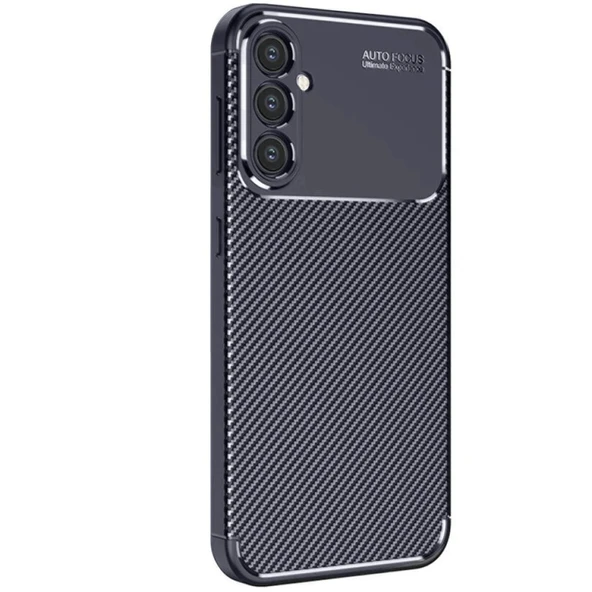 Samsung Galaxy S25 Kılıf Auto Focus Karbon Kapak - Lacivert ürün görseli 1