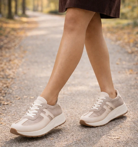 Kadın Hakiki Deri Anatomik Hafif Spor Yürüyüş Ayakkabısı Sneaker ürün görseli 1