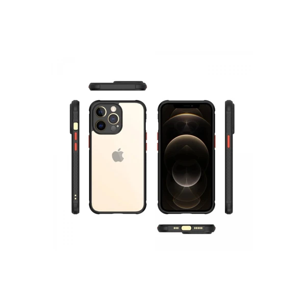 Apple İphone 13 Pro Kılıf Miami Şeffaf Silikon - Siyah - Resim 2