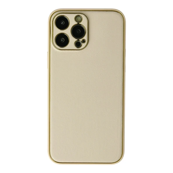 Apple İphone 13 Pro Kılıf Coco Deri Silikon Kapak - Gold ürün görseli 1