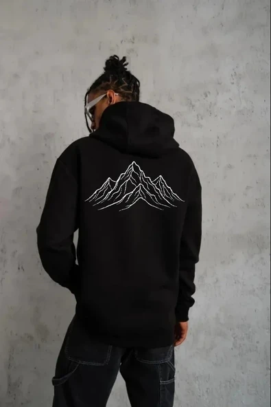 Vexor Erkek Nihilist Penguen Özel Tasarım Oversize Kapüşonlu Sweatshirt - Siyah ürün görseli 1