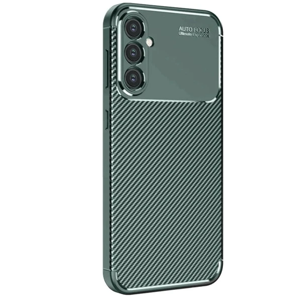 Samsung Galaxy S25 Kılıf Auto Focus Karbon Kapak - Koyu Yeşil ürün görseli 1