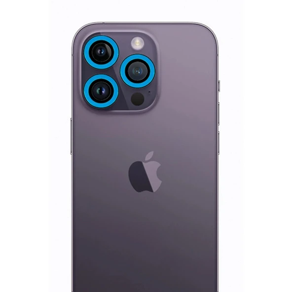 Apple İphone 12 Pro Max Neon Fosforlu Kamera Lens - Mavi ürün görseli 1