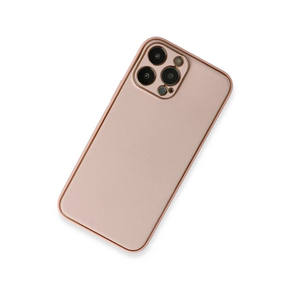 Apple İphone 13 Pro Kılıf Coco Deri Silikon Kapak - Pembe - Resim 2