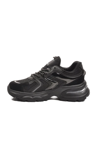 Siyah Bağcıklı Kadın Sneaker - Resim 2