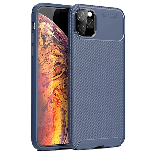 Apple İphone 11 Pro Kılıf Auto Focus Karbon Kapak - Lacivert ürün görseli 1