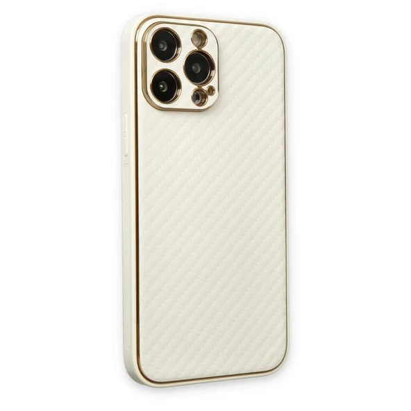Apple İphone 13 Pro Kılıf Coco Karbon Silikon - Beyaz - Resim 3