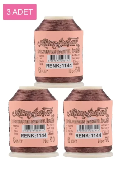 3 Adet Altınbaşak Oya ve Dantel İpi 20 gr - Royaleks - No: 1144 ürün görseli 1