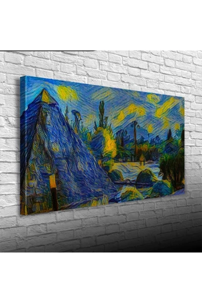 Vexor Sarı Lacivert Gece Canvas Tablo (60x120) ürün görseli 1