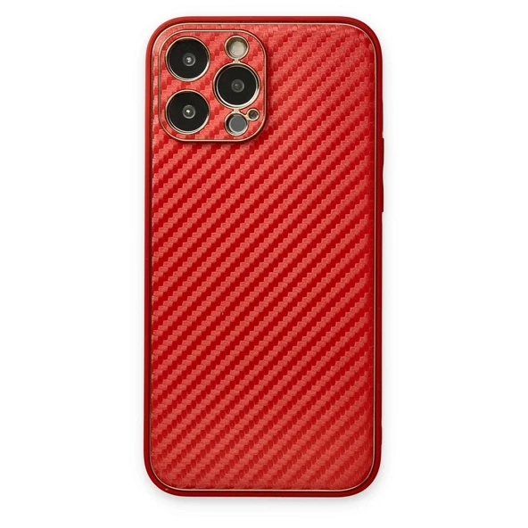 Apple İphone 13 Pro Max Kılıf Coco Karbon Silikon - Kırmızı ürün görseli 1