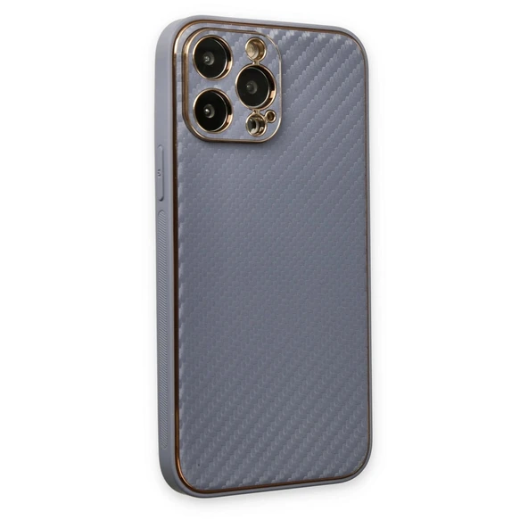 Apple İphone 13 Pro Max Kılıf Coco Karbon Silikon - Gri - Resim 2