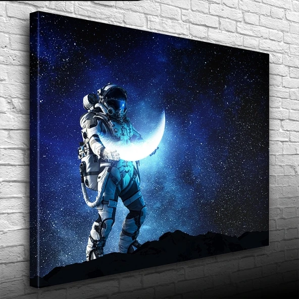 Vexor Ay Taşıyan Astronot Soyut Kanvas Tablo 50 x 70 ürün görseli 1