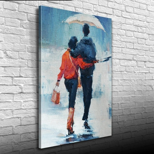 Vexor Aynı Şemsiye Altında Sevgililer Yağlıboya Kanvas Tablo 50 x 70 ürün görseli 1