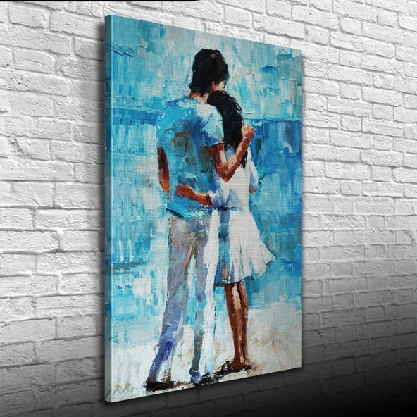 Vexor Sarılmış Sevgililer Yağlıboya Kanvas Tablo 50 x 70 ürün görseli 1