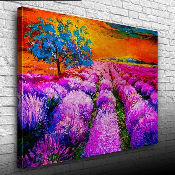 Vexor Lavanta Tarlasında Gündoğumu Yağlıboya Kanvas Tablo 50 x 70 ürün görseli 1