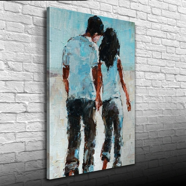 Vexor Elele Yürüyen Sevgililer Yağlıboya Kanvas Tablo 50 x 70 ürün görseli 1