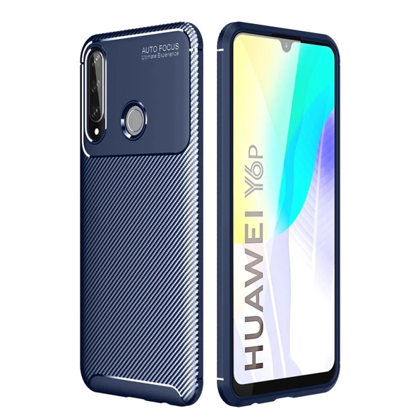 Huawei Y6p Kılıf Auto Focus Karbon Kapak - Lacivert ürün görseli 1
