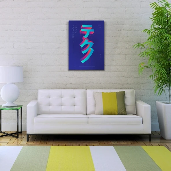 Vexor Mavi Tonlarda Japonca Poster Kanvas Tablo 50 x 70 ürün görseli 1