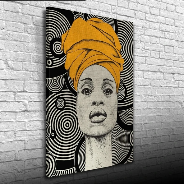Vexor Afrika Yerli Kadın Görseli gri ve siyah Tonlarda Kanvas Tablo 50 x 70 ürün görseli 1
