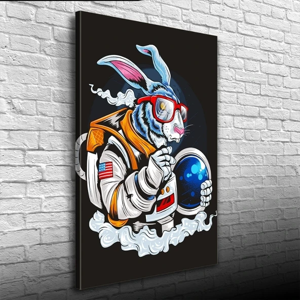 Vexor Pop Art Tarzı Astranot Tavşan Kanvas Tablo 50 x 70 ürün görseli 1