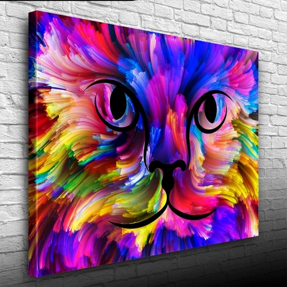 Vexor Renk Paletindeki Kedi Kanvas Tablo 50 x 70 ürün görseli 1