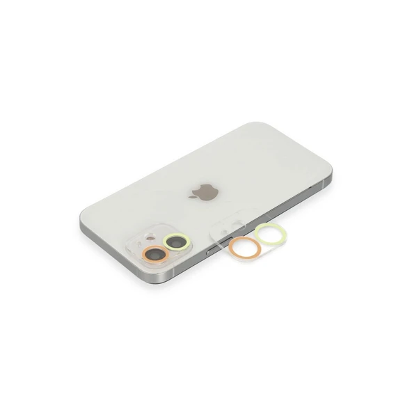 Apple İphone 12 Mini Renkli Kamera Lens Koruma Cam - Sarı-turuncu ürün görseli 1