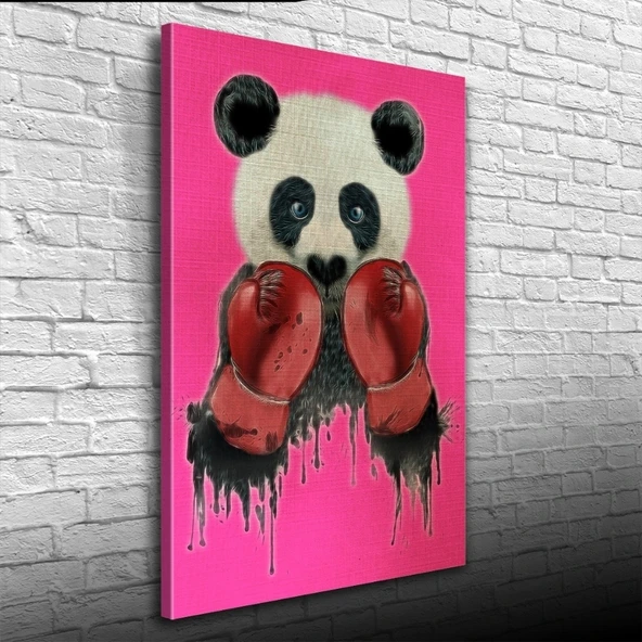 Vexor Pembe Arka Plan Boksör Panda Kanvas Tablo 50 x 70 ürün görseli 1
