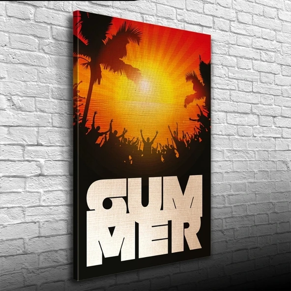 Vexor Turuncu ve Siyah Tonlarda Summer Afiş Görseli Kanvas Tablo 50 x 70 ürün görseli 1