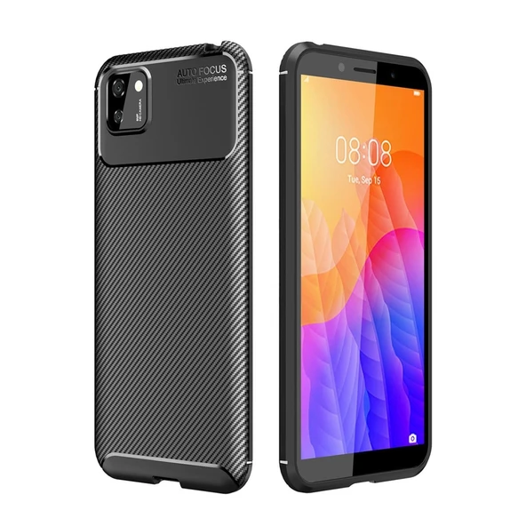 Huawei Y5p Kılıf Auto Focus Karbon Kapak - Siyah ürün görseli 1