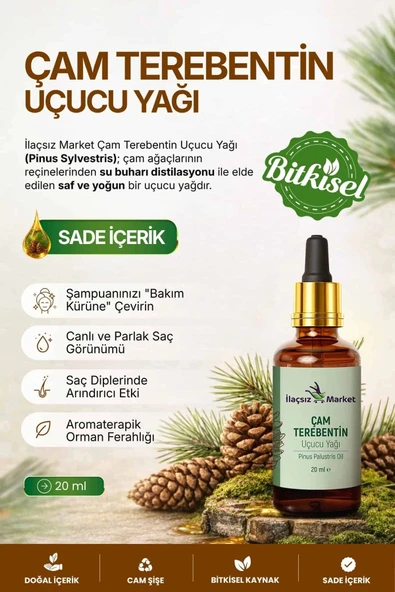ÇAM TEREBENTİN UÇUCU YAĞI (Pinus sylvestris) – %100 Saf & Doğal / 20 ml ürün görseli 1